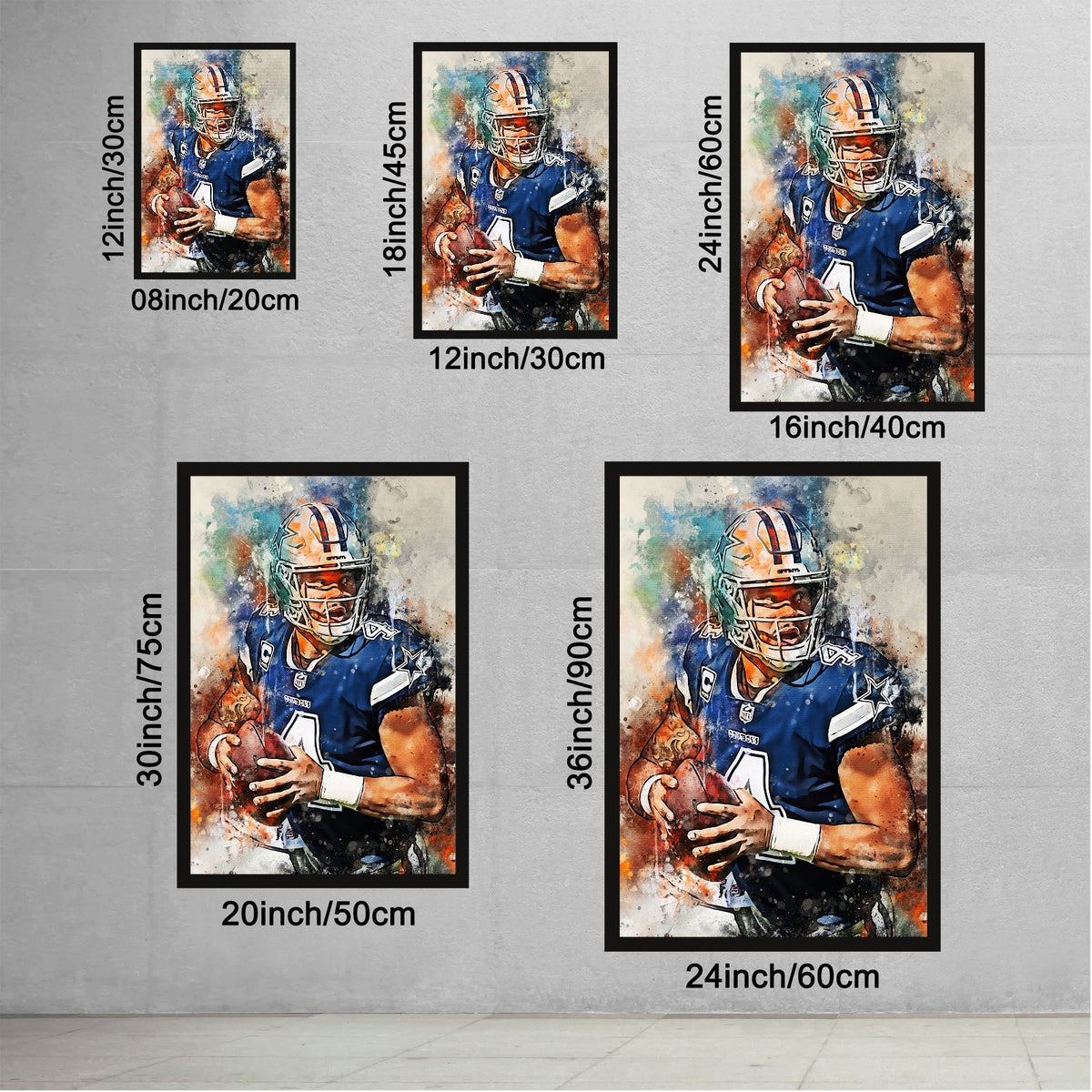 Dak Prescott Celebrity Sports Art Poster School Dining Room Decoration 2 Canvas Wall Art Poster Decor Gift