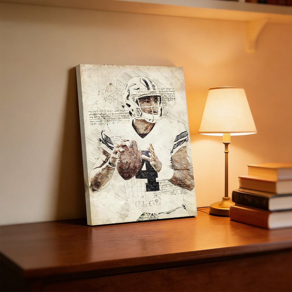 Dak Prescott Sports Celebrity Art Deco Poster 4 Canvas Wall Art Poster Decor Gift