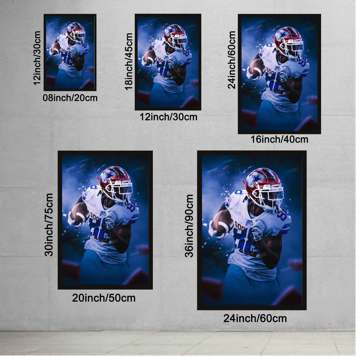 CeeDee Lamb Art Sports Decorative Poster School Dormitory 3 Canvas Wall Art Poster Decor Gift