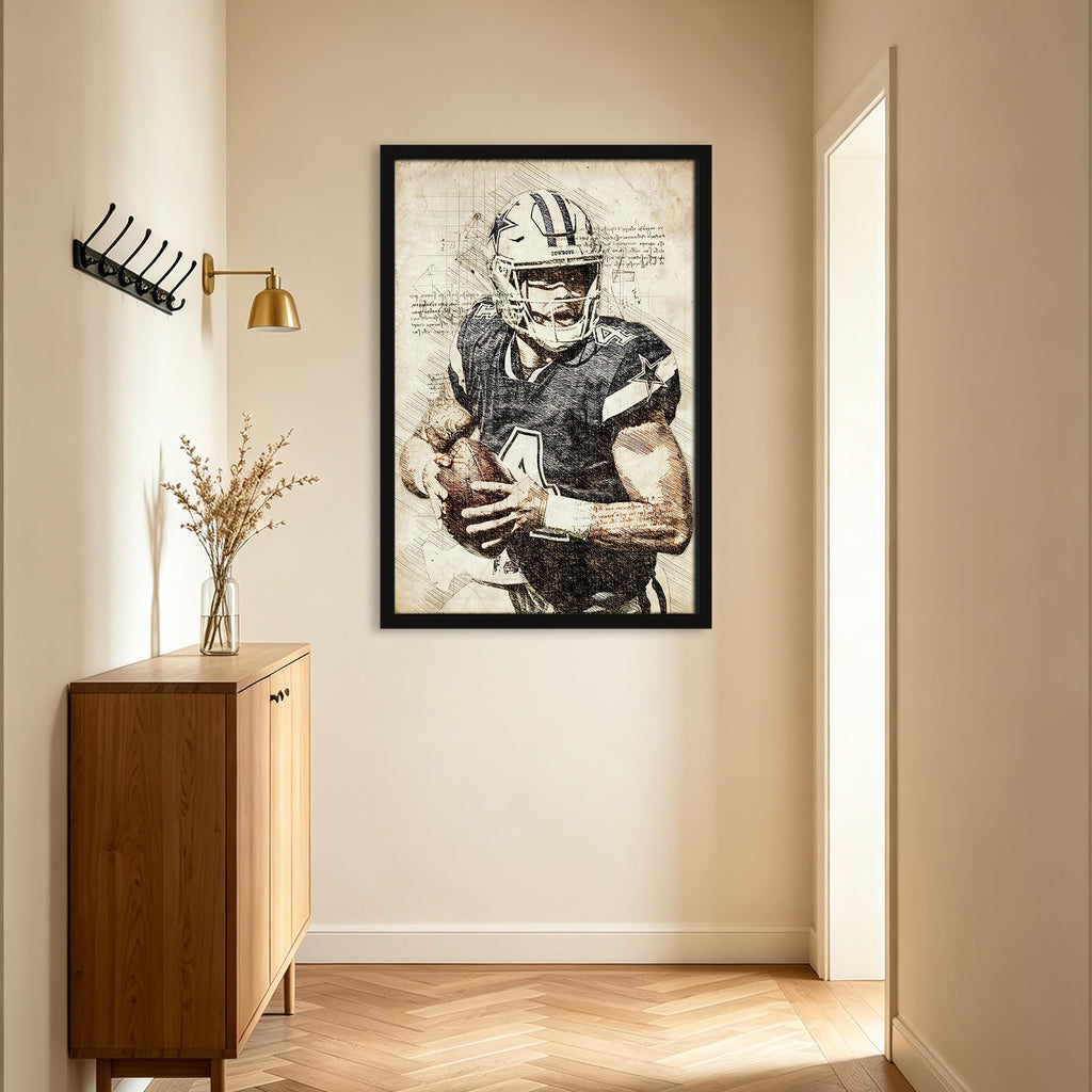 Dak Prescott Sports Celebrity Art Deco Poster 5 Canvas Wall Art Poster Decor Gift