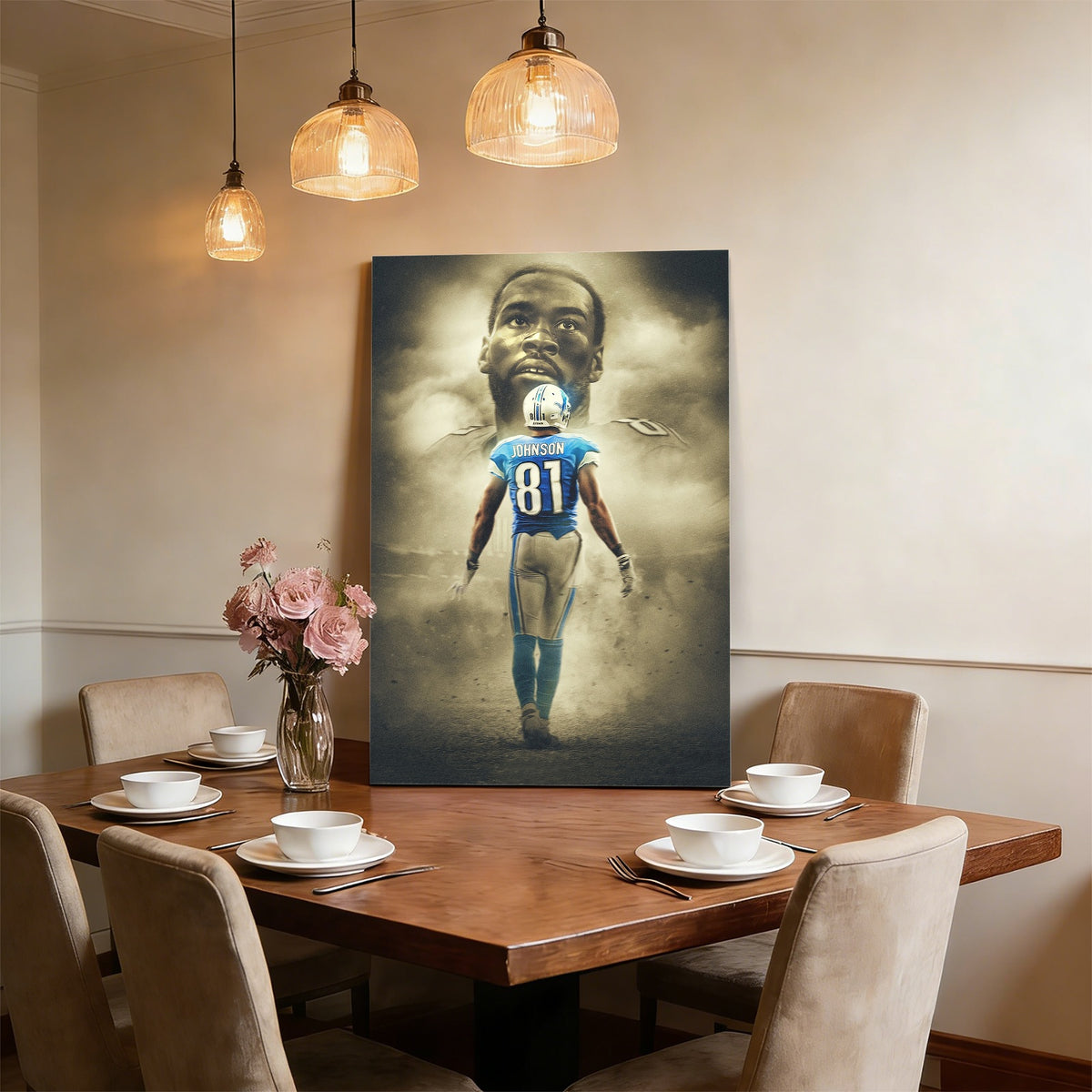 Calvin Johnson Art Sports Decorative Poster School Dormitory 2 Canvas Wall Art Poster Decor Gift
