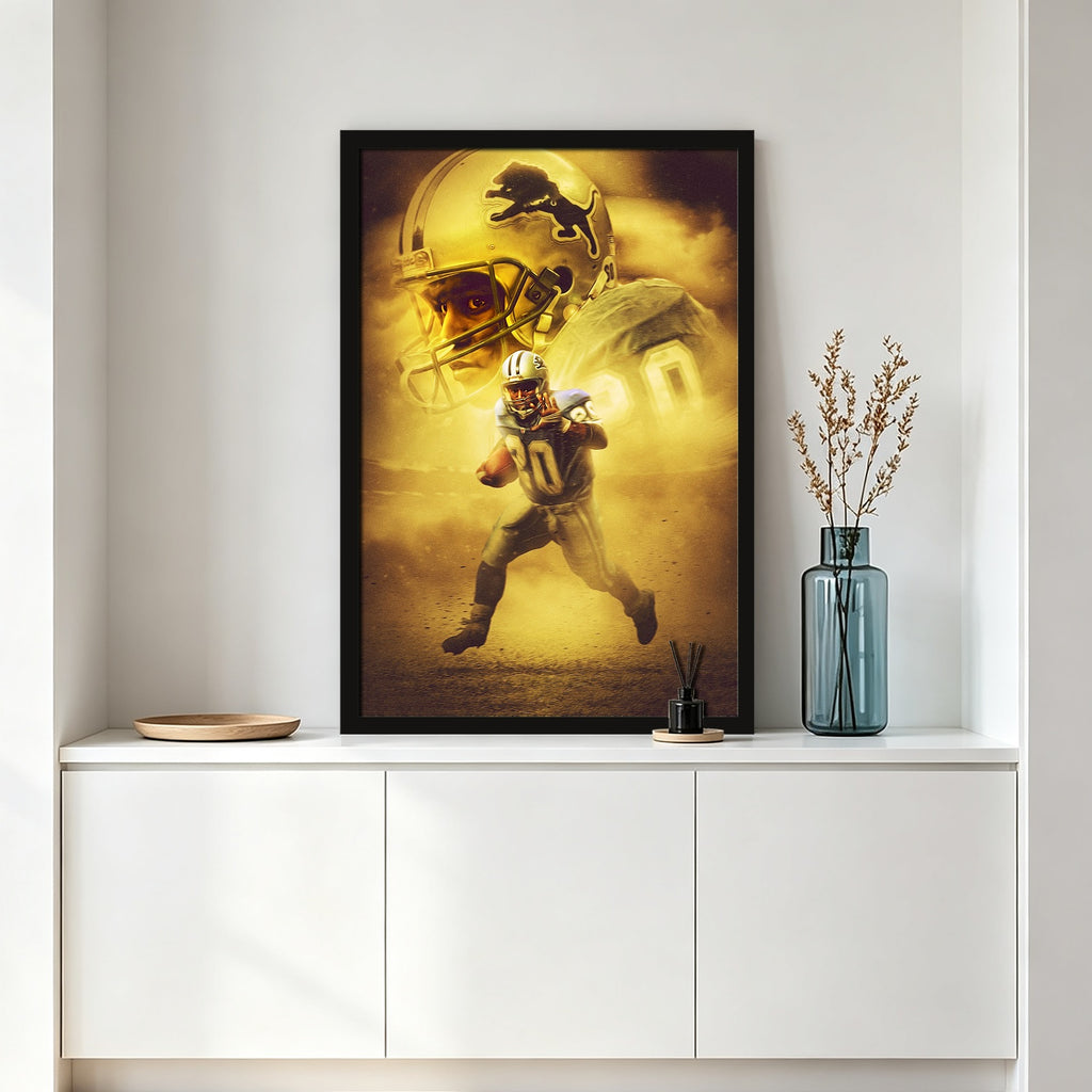 Barry Sanders Art Sports Decorative Poster School Dormitory 9 Canvas Wall Art Poster Decor Gift