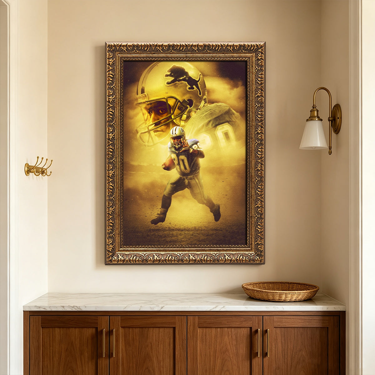 Barry Sanders Art Sports Decorative Poster School Dormitory 9 Canvas Wall Art Poster Decor Gift