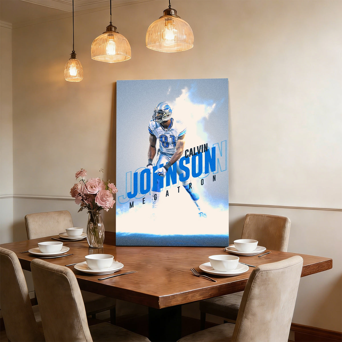 Calvin Johnson Celebrity Sports Art Poster School Dining Room Decoration 3 Canvas Wall Art Poster Decor Gift