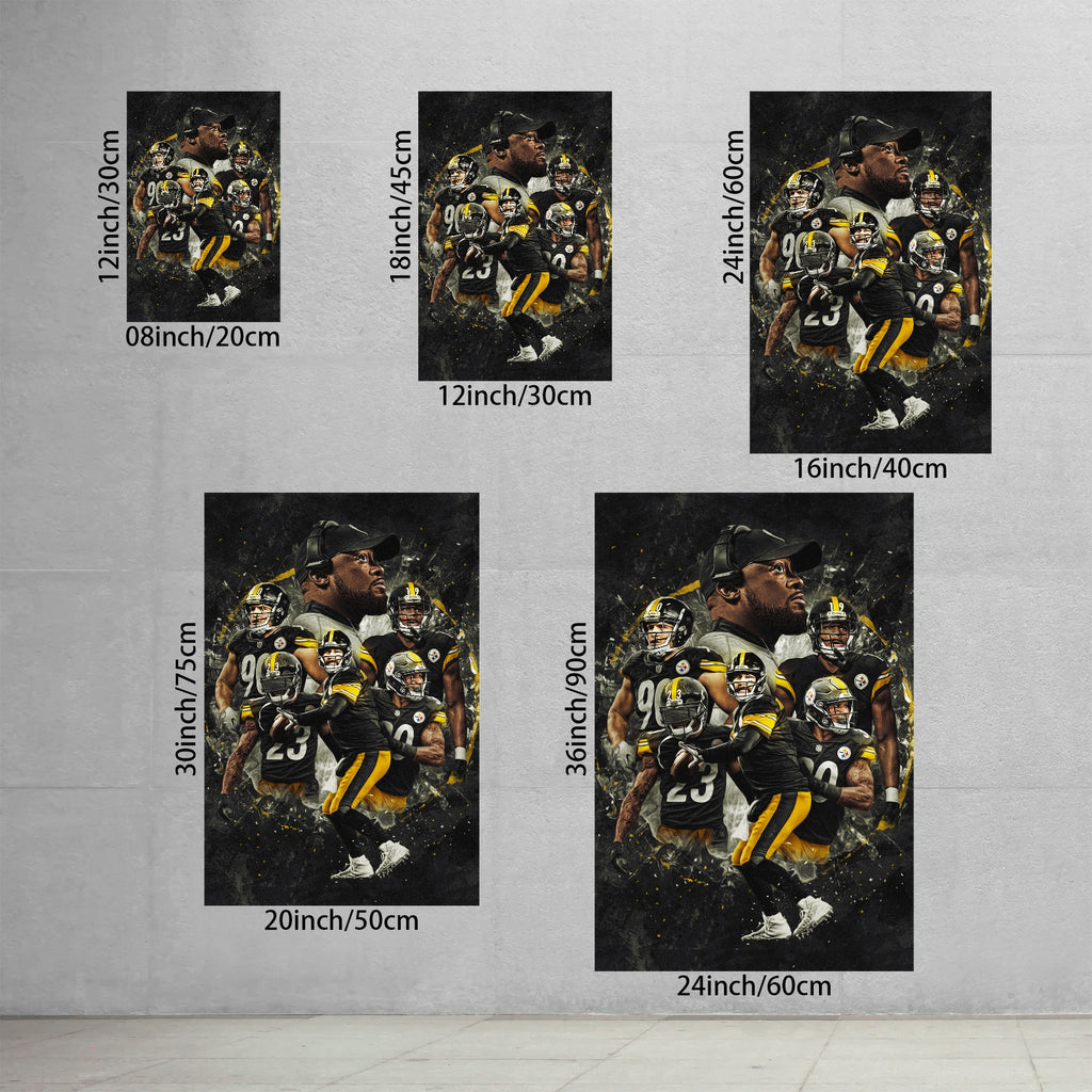 Ben Roethlisberger JuJu Smith Schuster TJ Watt Art Sports Decorative Poster School Dormitory 3 Canvas Wall Art Poster Decor Gift