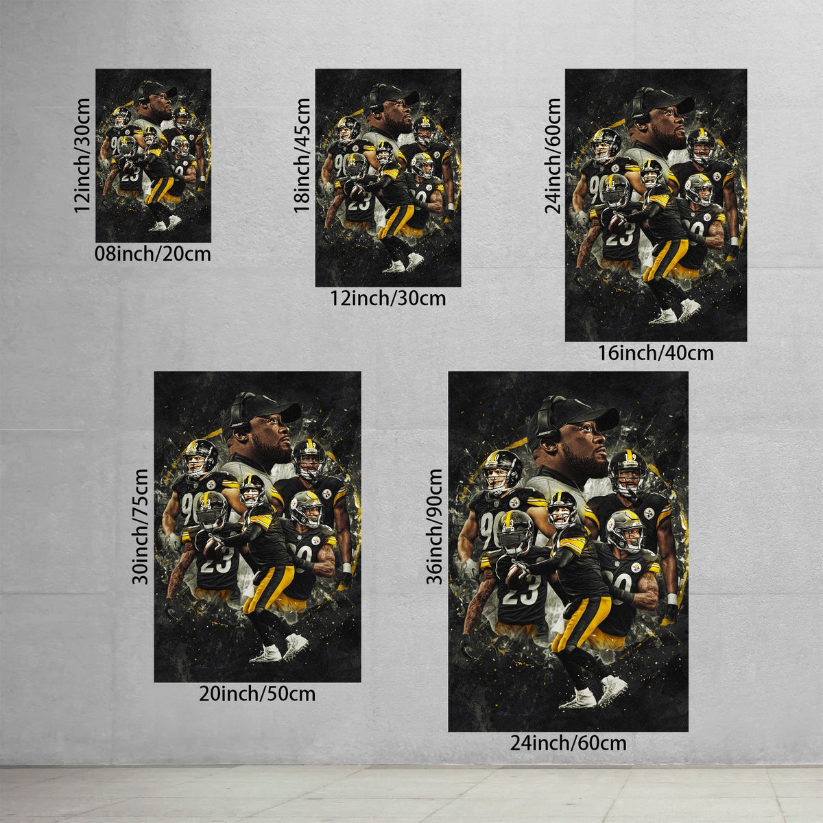 Ben Roethlisberger JuJu Smith Schuster TJ Watt Art Sports Decorative Poster School Dormitory 3 Canvas Wall Art Poster Decor Gift