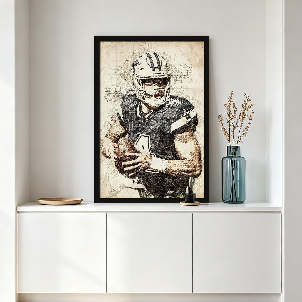 Dak Prescott Sports Celebrity Art Deco Poster 5 Canvas Wall Art Poster Decor Gift