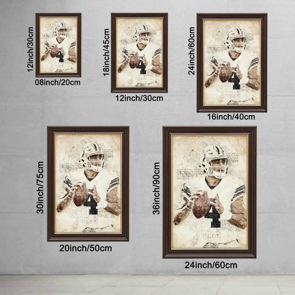Dak Prescott Sports Celebrity Art Deco Poster 4 Canvas Wall Art Poster Decor Gift