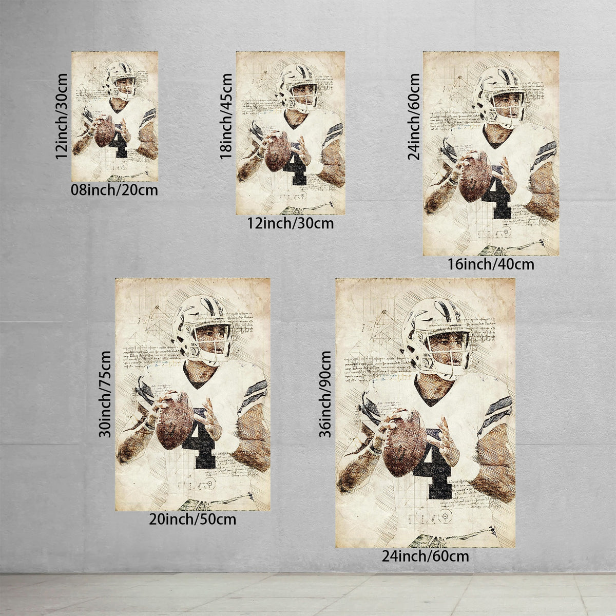 Dak Prescott Sports Celebrity Art Deco Poster 4 Canvas Wall Art Poster Decor Gift
