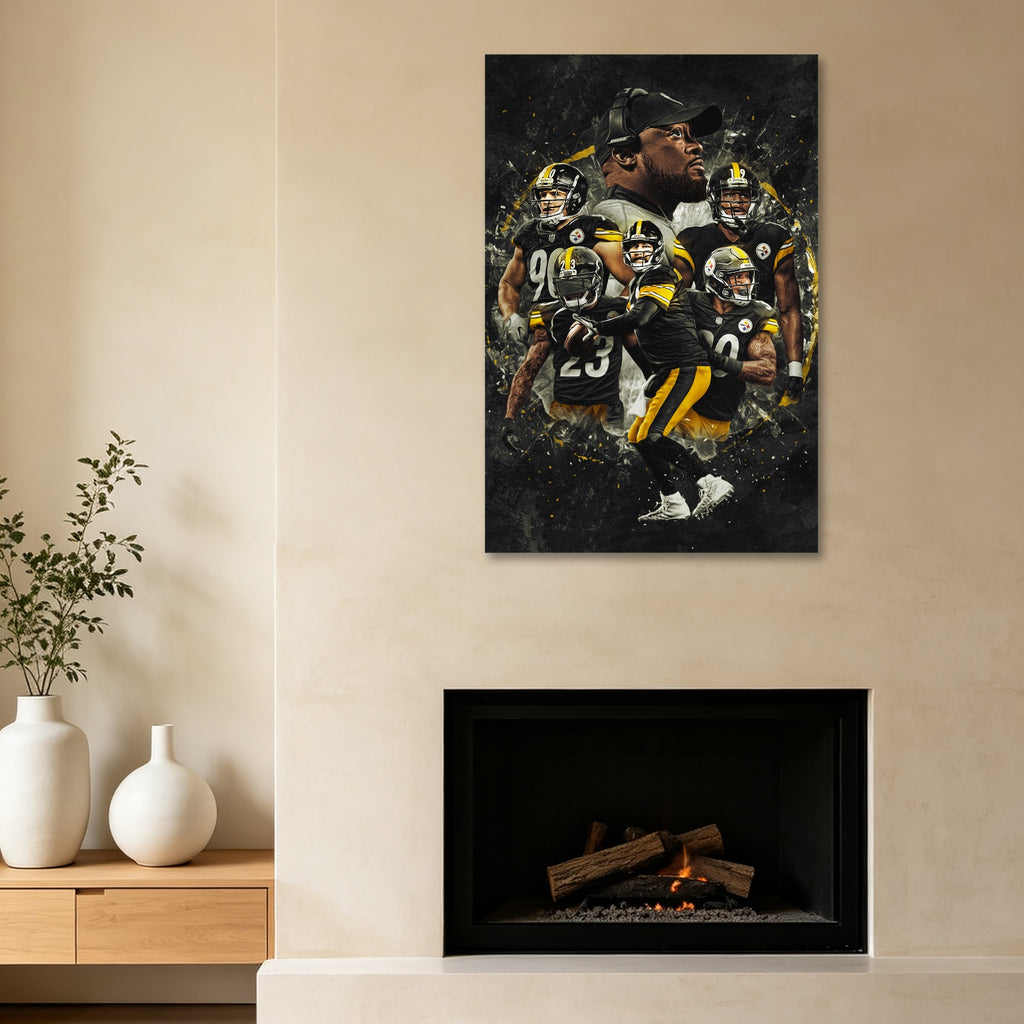 Ben Roethlisberger JuJu Smith Schuster TJ Watt Art Sports Decorative Poster School Dormitory 3 Canvas Wall Art Poster Decor Gift
