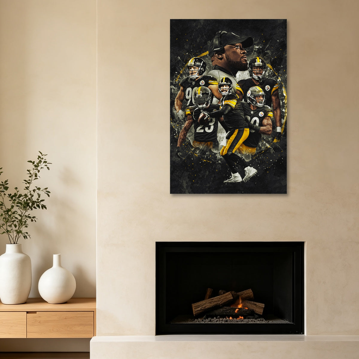 Ben Roethlisberger JuJu Smith Schuster TJ Watt Art Sports Decorative Poster School Dormitory 3 Canvas Wall Art Poster Decor Gift