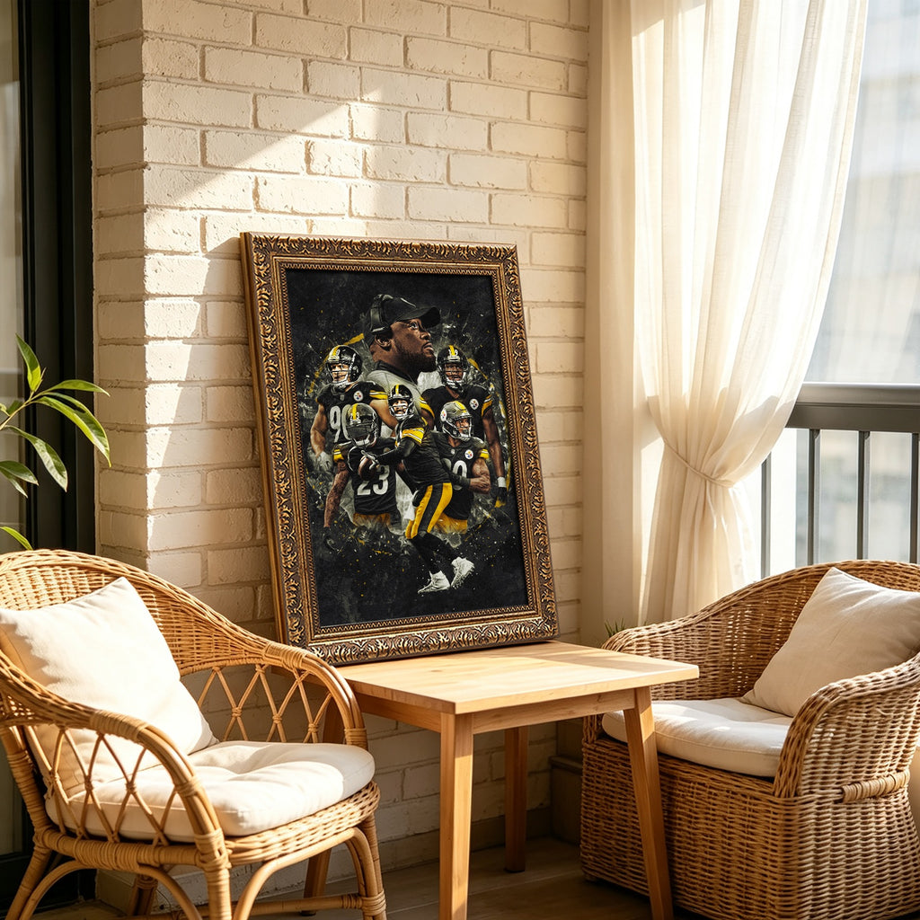 Ben Roethlisberger JuJu Smith Schuster TJ Watt Art Sports Decorative Poster School Dormitory 3 Canvas Wall Art Poster Decor Gift