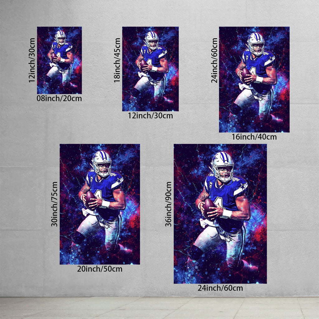 Dak Prescott Sports Celebrity Art Deco Poster 3 Canvas Wall Art Poster Decor Gift