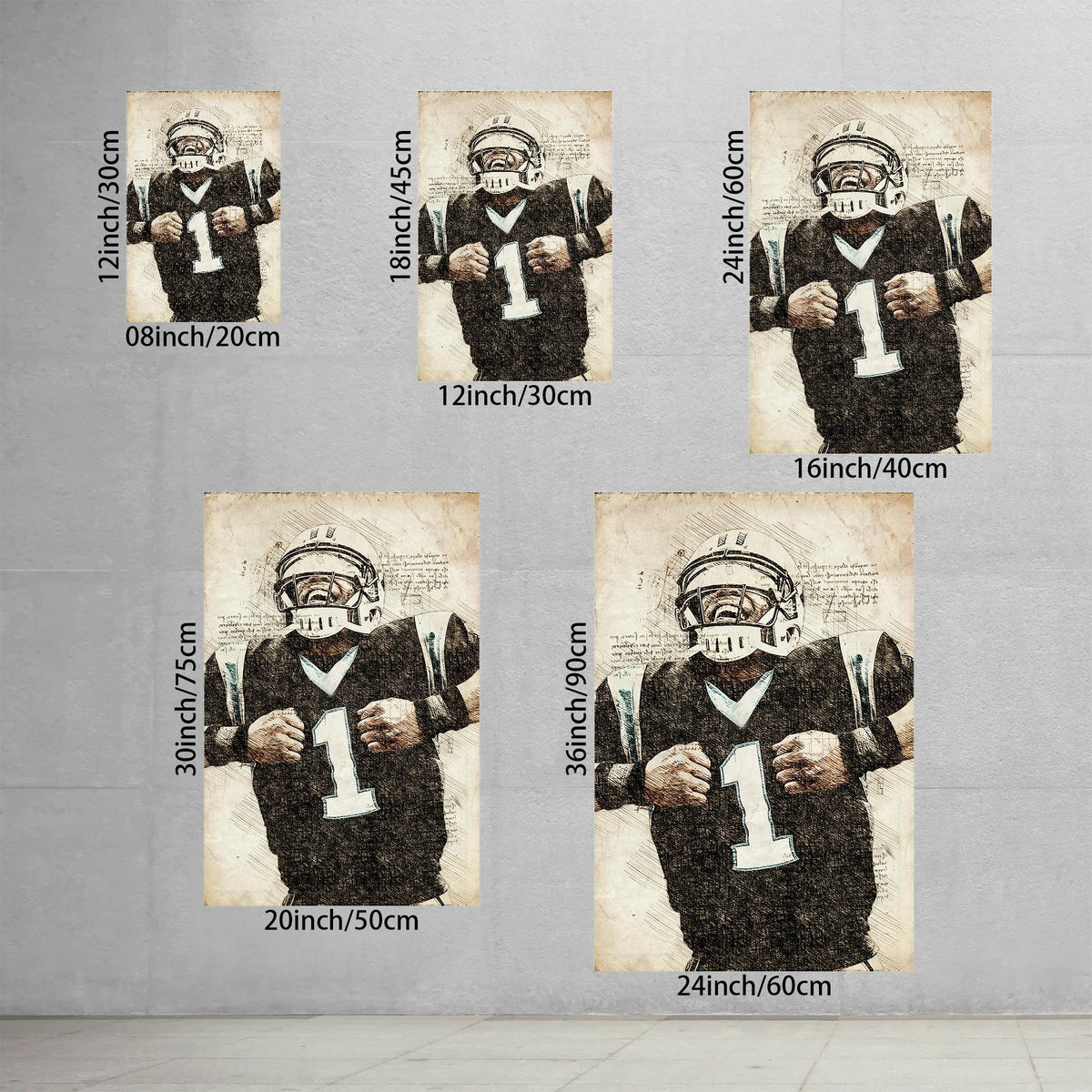 Cam Newton Sports Celebrity Art Deco Poster 8 Canvas Wall Art Poster Decor Gift