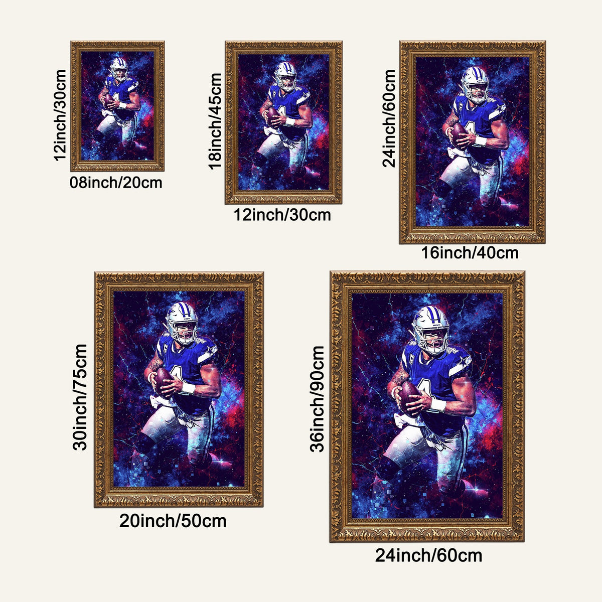 Dak Prescott Sports Celebrity Art Deco Poster 3 Canvas Wall Art Poster Decor Gift