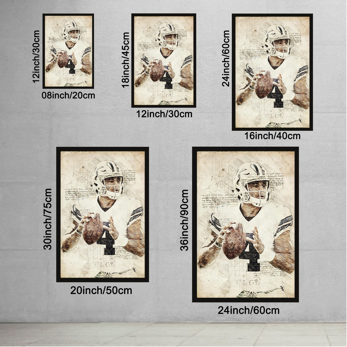 Dak Prescott Sports Celebrity Art Deco Poster 4 Canvas Wall Art Poster Decor Gift
