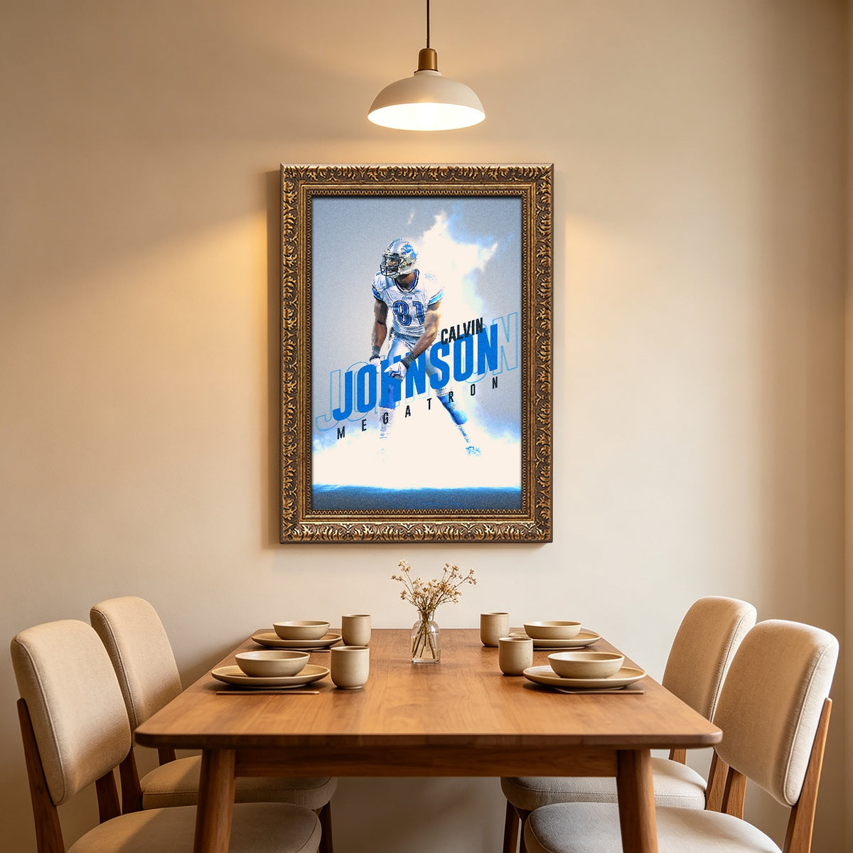 Calvin Johnson Celebrity Sports Art Poster School Dining Room Decoration 3 Canvas Wall Art Poster Decor Gift